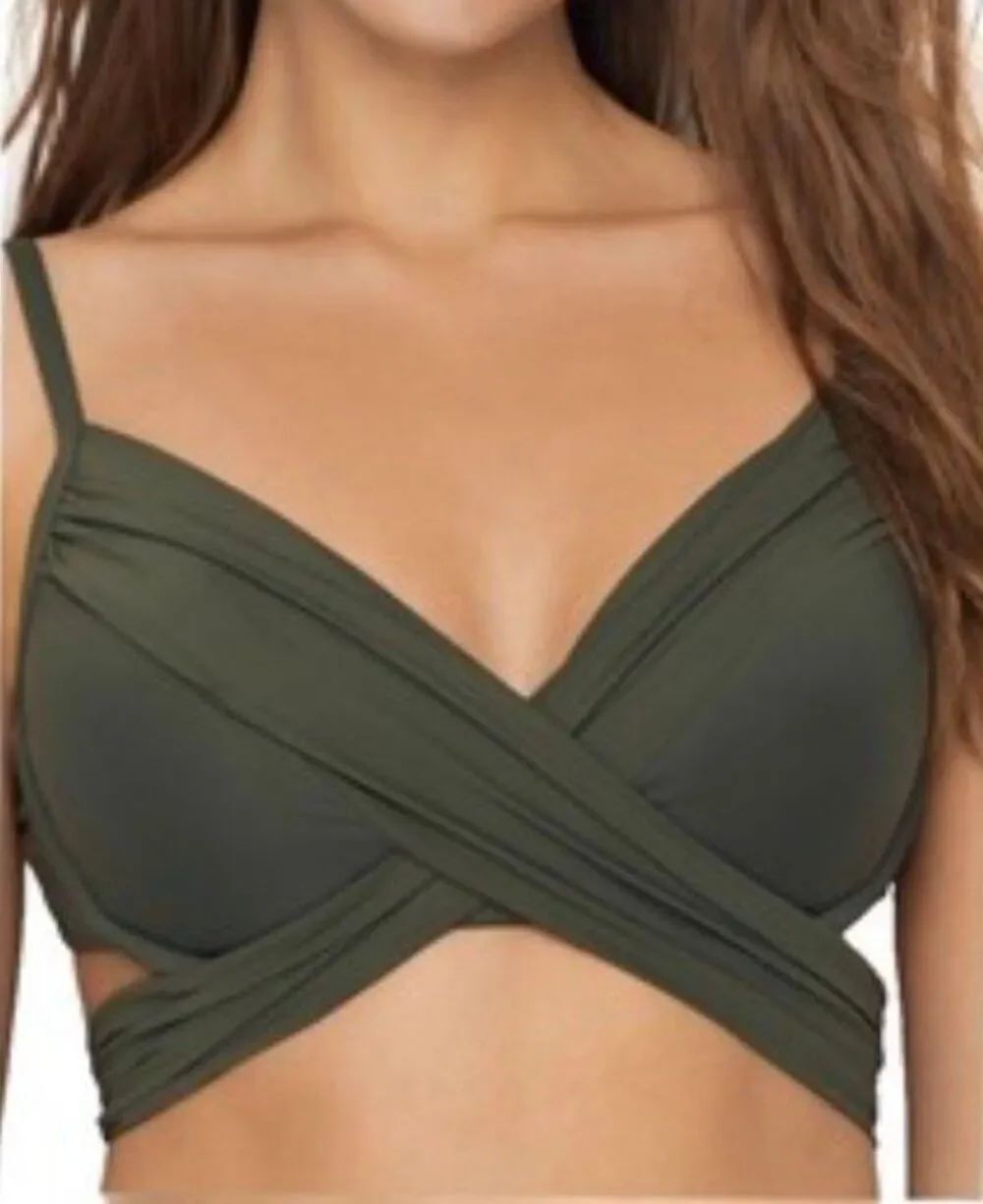 La Blanca Island Goddess Bikini Top 12 Olive Green